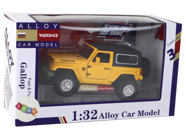 Off-Road Car Battery Powered Friction Drive Metal Yellow 1:32 - Image 6