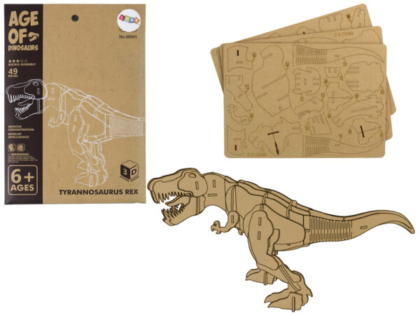 Wooden 3D T-Rex Spatial Puzzle Educational Assemblage 22 Pieces