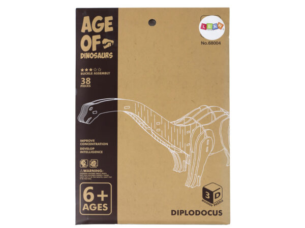 Wooden 3D Spatial Puzzle Brontosaurus Educational Assemblage 38 Pieces - Image 4