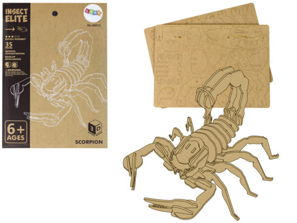 Wooden 3D Scorpion Puzzle Educational Assemblage 35 Pieces