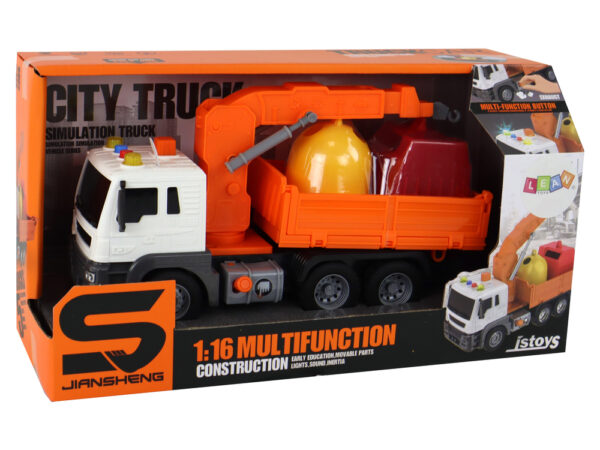 Garbage Truck With Crane Friction Drive Orange 1:16 - Image 7