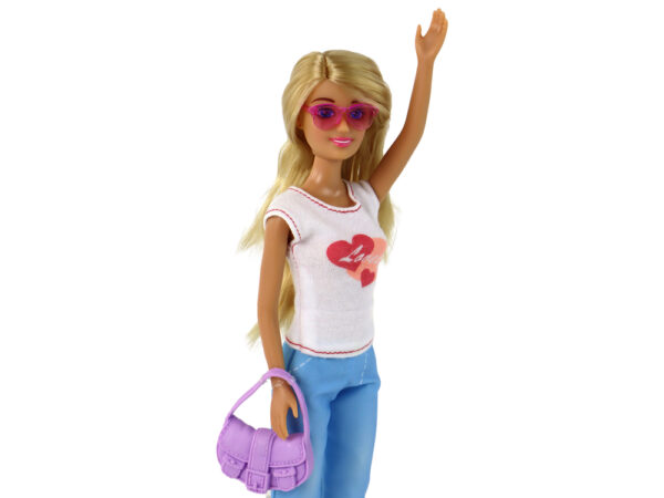 Anlily Children's Doll Long Blonde Hair Handbag Glasses White Blouse - Image 3