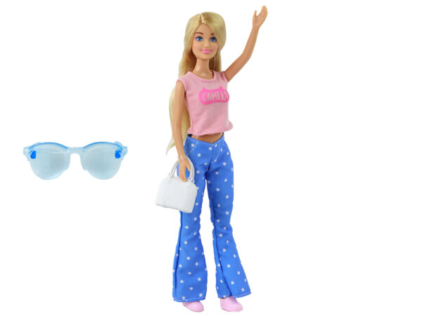 Anlily Children's Doll Long Blonde Hair Handbag Glasses Pink Blouse - Image 3