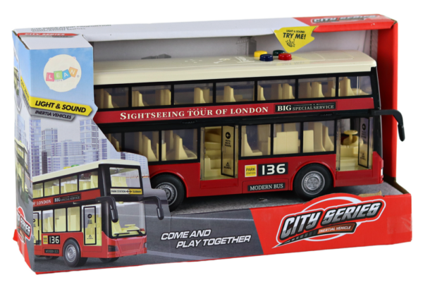 Double Decker City Bus Lights Sounds Red 1:16 - Image 3