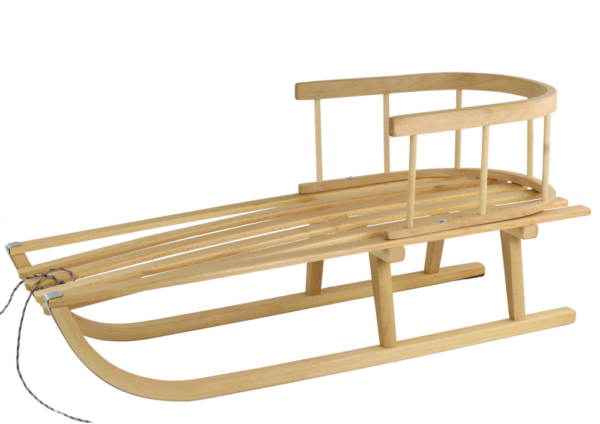 Wooden sled with a backrest and a string of sleds - Image 2