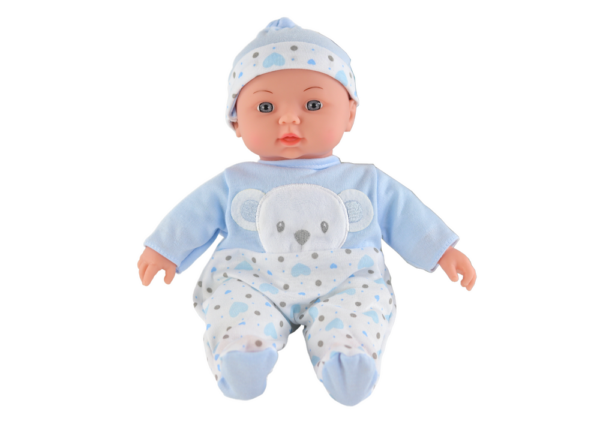 Baby doll, blue pajamas with teddy bear, hat, sounds - Image 2