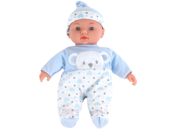 Baby doll, blue pajamas with teddy bear, hat, sounds - Image 3