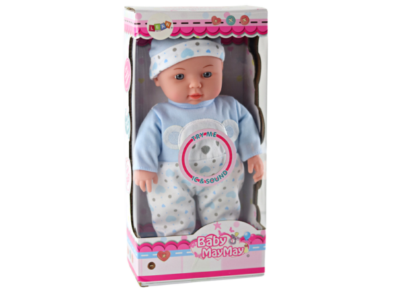 Baby doll, blue pajamas with teddy bear, hat, sounds - Image 4