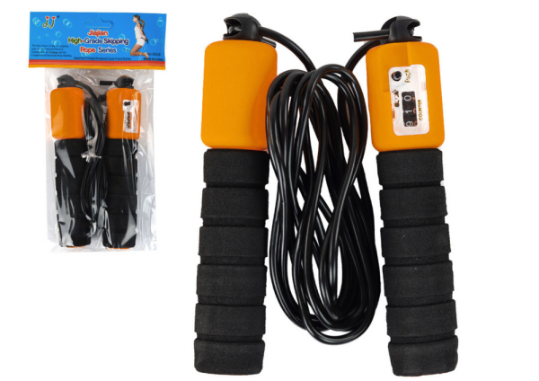 Skipping Rope Black and Yellow With Counter 280 cm Fitness Adjustment