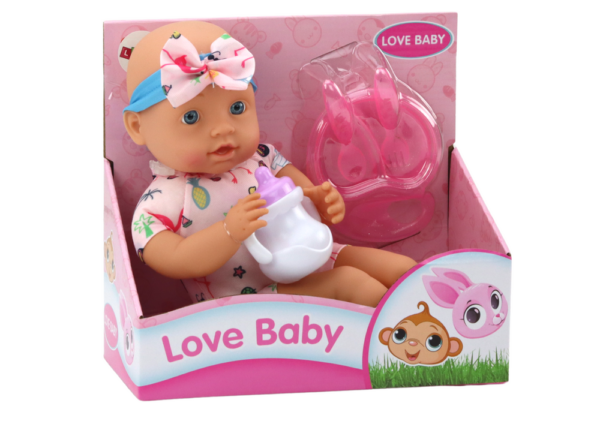 Baby doll, clothes with flamingos, headband, feeding accessories - Image 4