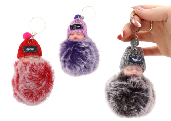 Pompom Doll Keychain Pendant for Keys, Handbags, Mix Colors - Image 2