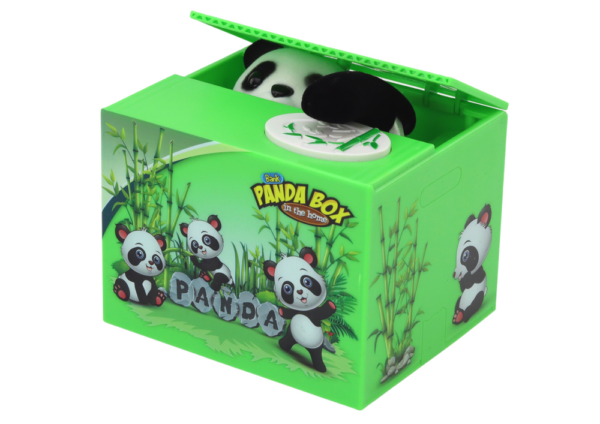 Panda Piggy Bank Learning to Save Teddy Bear Green Box - Image 2