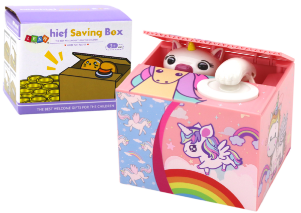 Piggy bank Unicorn Learning to save Unicorn Pink Melody