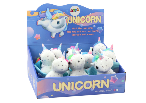 Unicorn Plush Pull-On Jumping Horse, White - Image 4