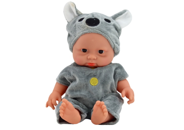 Small Baby Doll, Gray Clothes, Koala Hat - Image 2