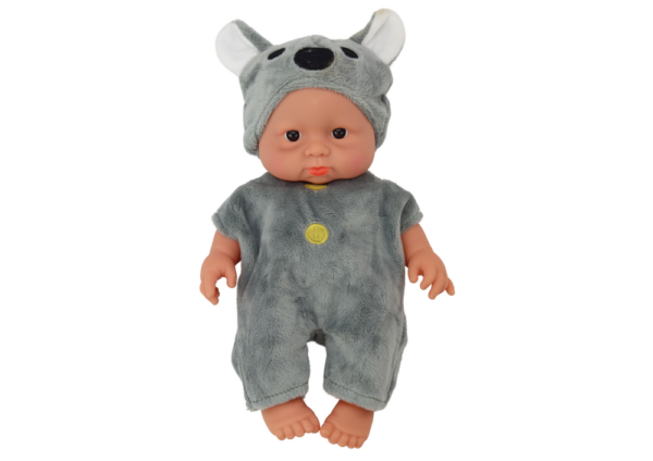 Small Baby Doll, Gray Clothes, Koala Hat - Image 3