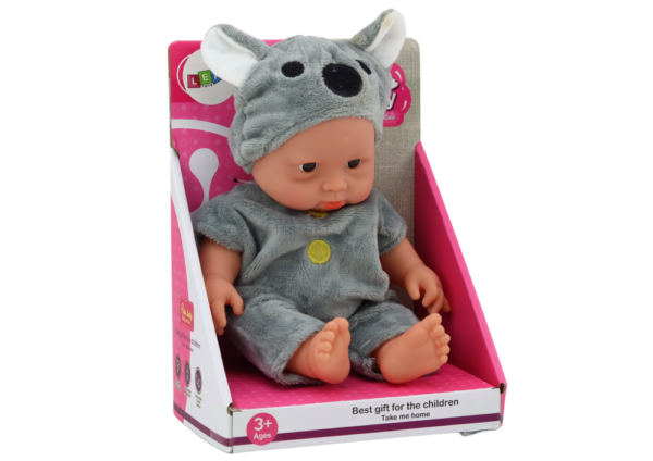 Small Baby Doll, Gray Clothes, Koala Hat - Image 4