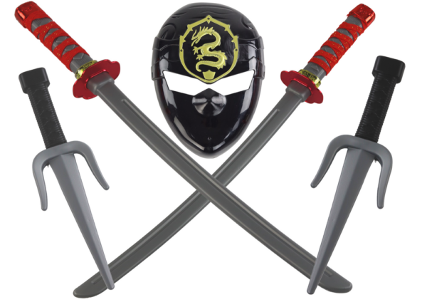 Ninja Warrior Set Mask Swords Daggers Red Decorations - Image 2