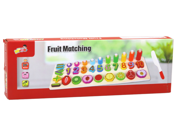 Educational Set Sorter Wooden Board Learning Mathematics Fruit - Image 3