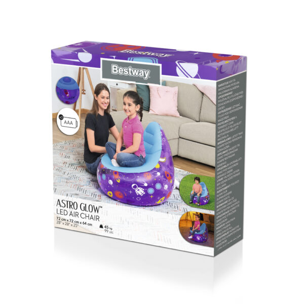 Kosmos LED Inflatable Chair 72 x 72 x 64 Bestway 75122 Purple - Image 9