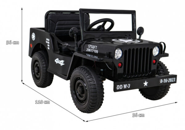 Auto na akumulator Retro Military 4x4 - crni - Slika 2