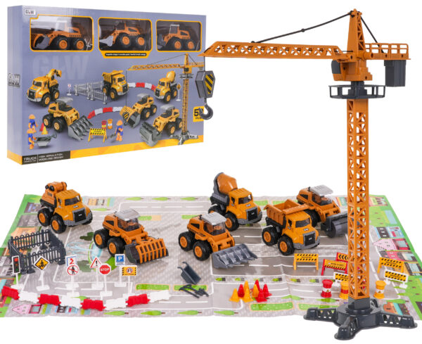 Set Of Construction Vehicles With Construction Site - Image 2