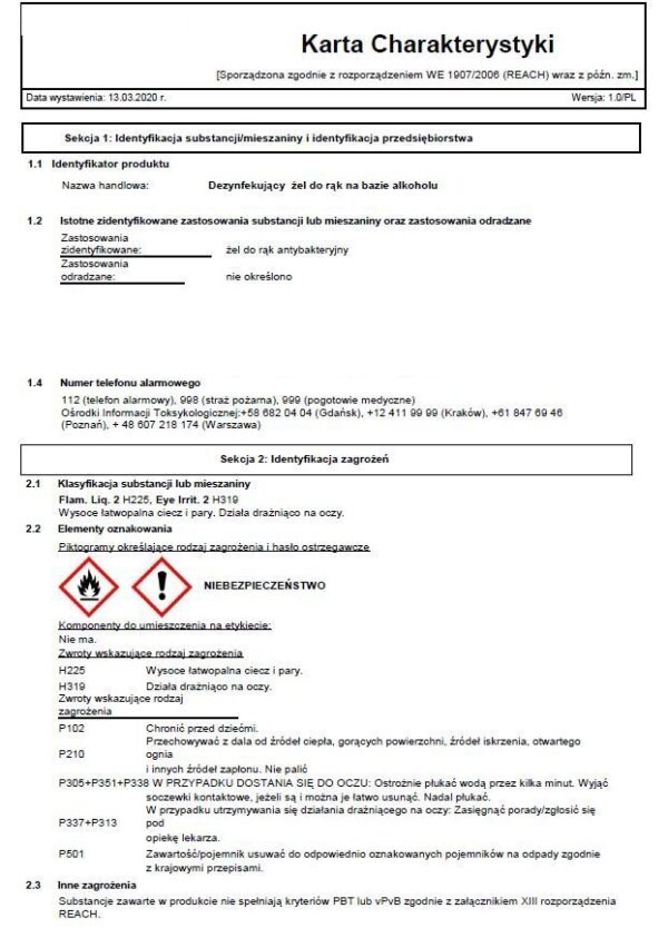 Hand Disinfection Gel with Alcohol 70% 500ml - Image 2