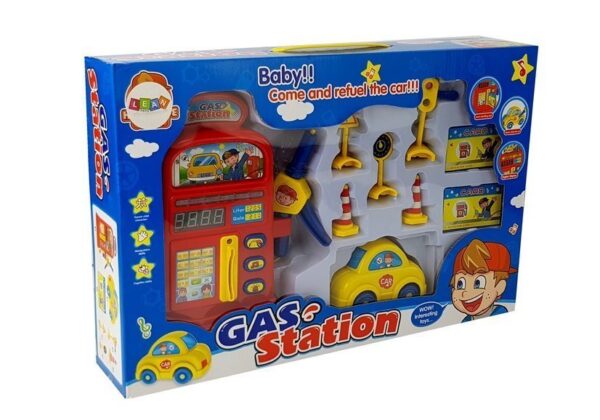 Set Gas Station Toy Car Road Signs Light Sound - Image 6