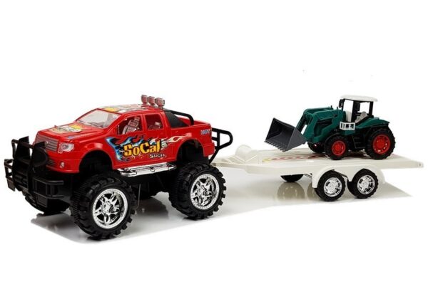 Set of Vehicles with Friction Off- road Car Red and Excavator - Image 2