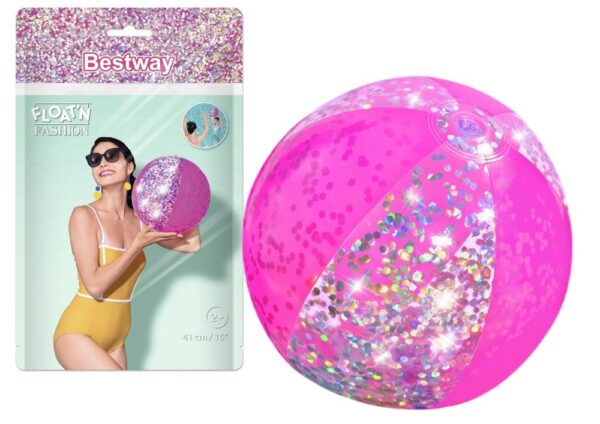 Beach Ball With Glitter Pink 41cm Bestway 31050