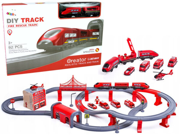 Fire Brigade Town Train Set Red 203 km/h