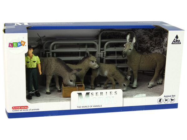 Four Donkey Farmer Fence Figure Set Grey - Image 5