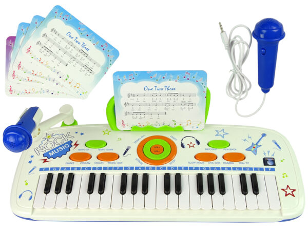 Dječji klavir na postolju "Piano for Kids" sa notama - plava - Image 3