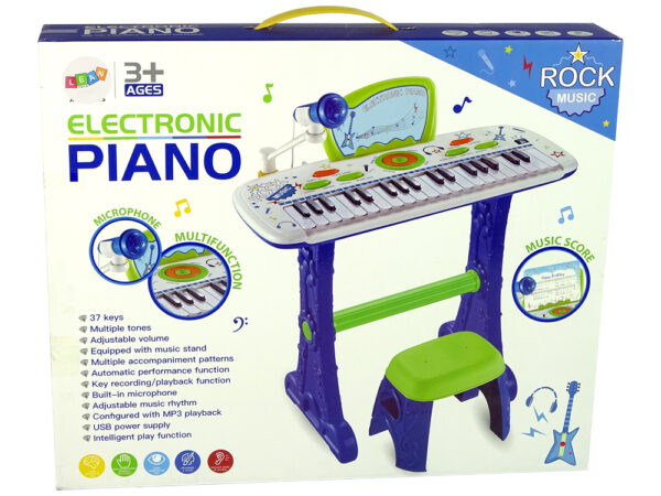 Dječji klavir na postolju "Piano for Kids" sa notama - plava - Image 5