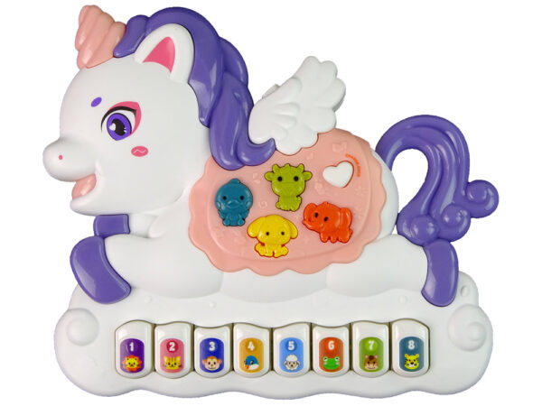 Interactive Piano Unicorn Sound Animals Vehicle Sounds Melodies White - Image 2