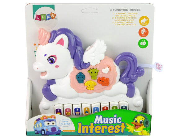 Interactive Piano Unicorn Sound Animals Vehicle Sounds Melodies White - Image 3