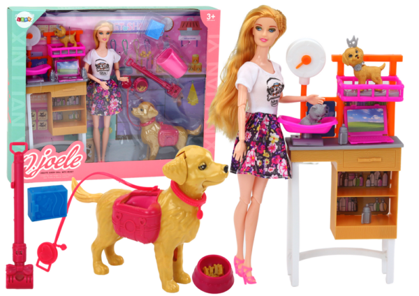 Doll Set With Dogs Cat Vet Accessories