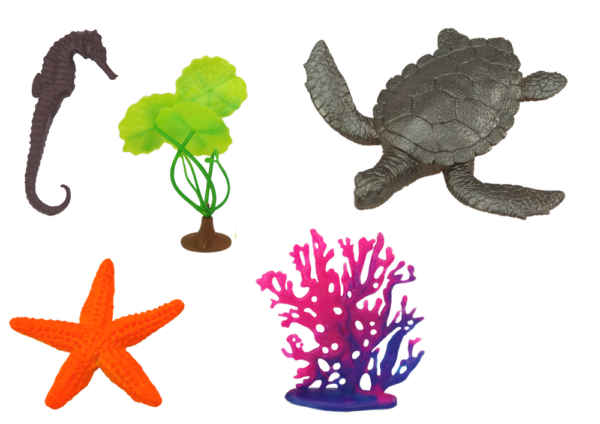 Set of Sea Animal Figurines 7 Pieces Aquatic Plants - Image 3