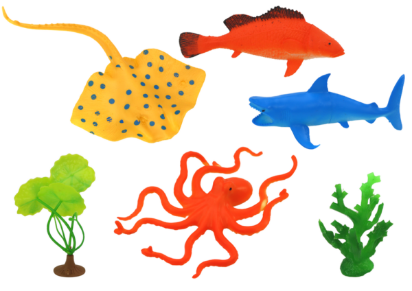 Set of Sea Animal Figurines 7 Pieces Aquatic Plants - Image 2