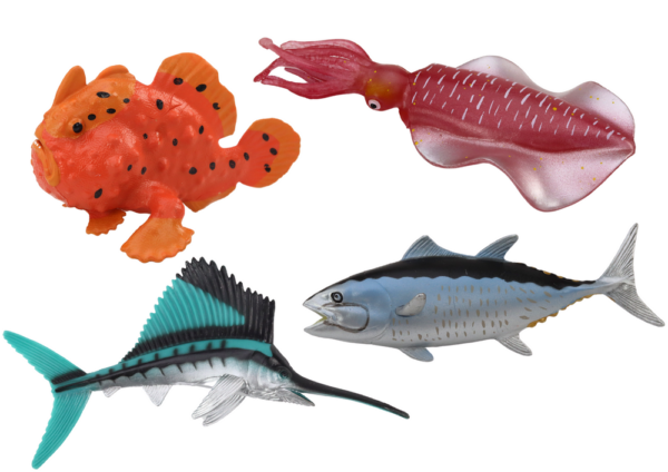 Set of Figures Sea Animals Ocean Fish Squid 4 Pieces - Image 2