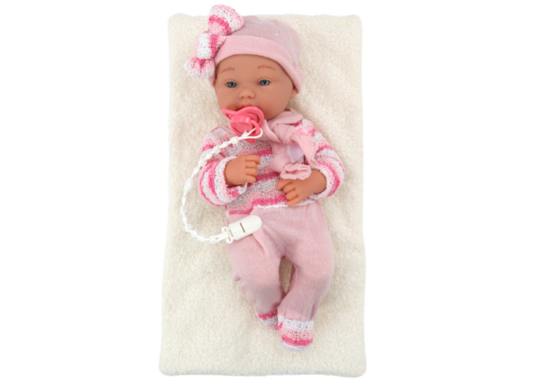 Baby doll, striped sweater, hat, scarf, accessories, pink - Image 3