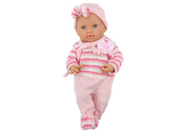 Baby doll, striped sweater, hat, scarf, pink - Image 2