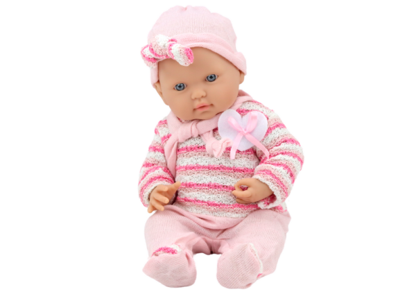 Baby doll, striped sweater, hat, scarf, pink - Image 3