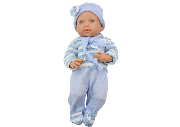 Baby doll, striped sweater, hat, blue scarf - Image 2