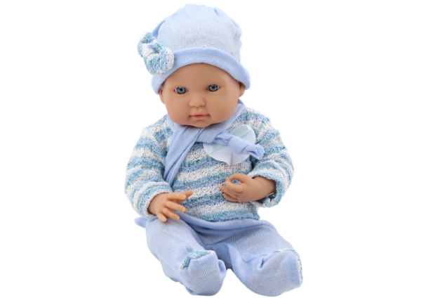 Baby doll, striped sweater, hat, blue scarf - Image 3