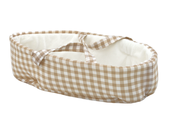 Baby doll in a carrier, a bunny, in a checkered outfit, beige - Image 4