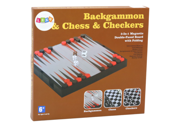 3in1 Game Set Magnetic Board Chess Checkers Backgammon - Image 3