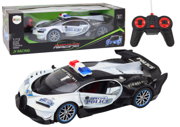 Auto na daljinsko upravljanje RC Police Car in 1:12 - bijeli