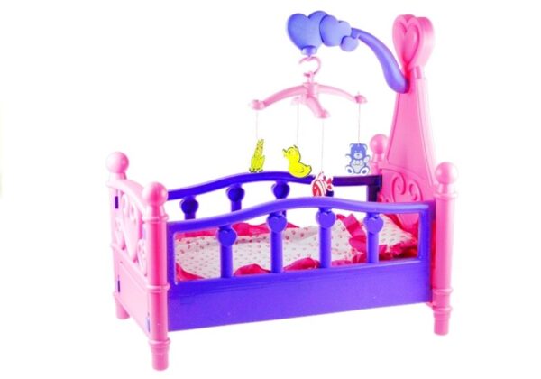 Large Doll Cot with Carousel and Linen - Image 5