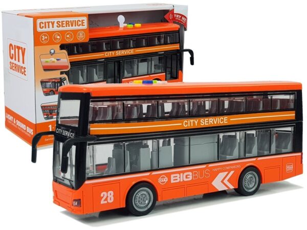 Double-decker Bus with Friction Drive Sound Lights 1:16 Orange